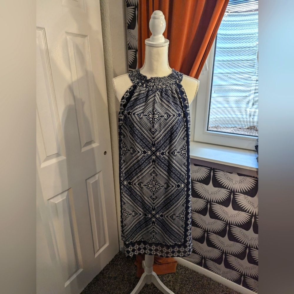 Blue and white summer dress